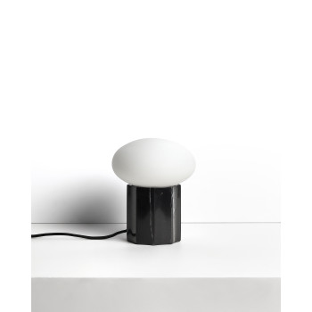 Lámpara de mesa Idela en cristal ahumado y mármol negro Ø 15 cm