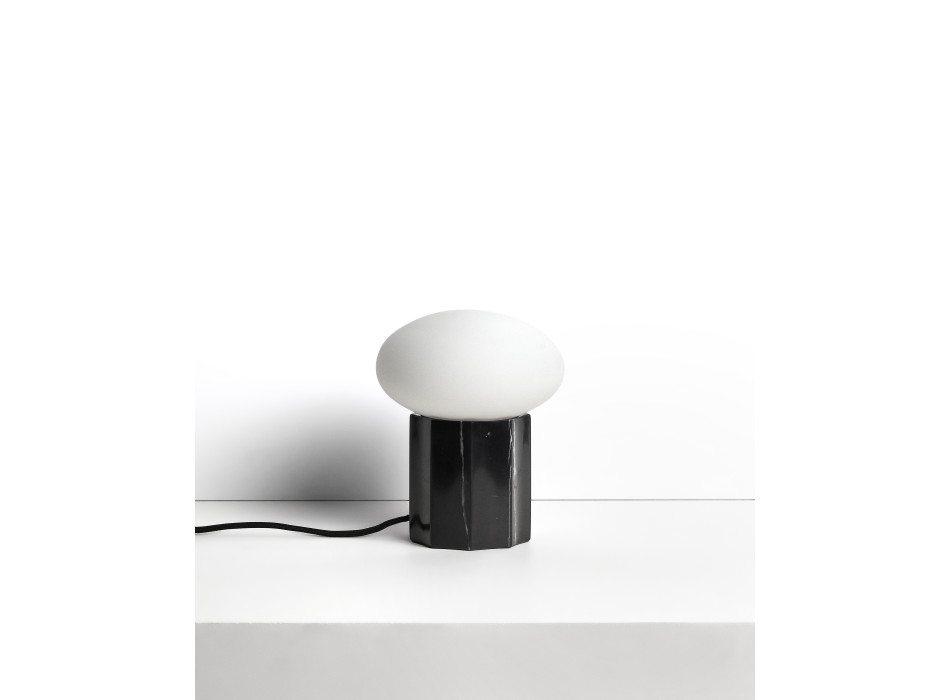 Lámpara de mesa Idela en cristal ahumado y mármol negro Ø 15 cm