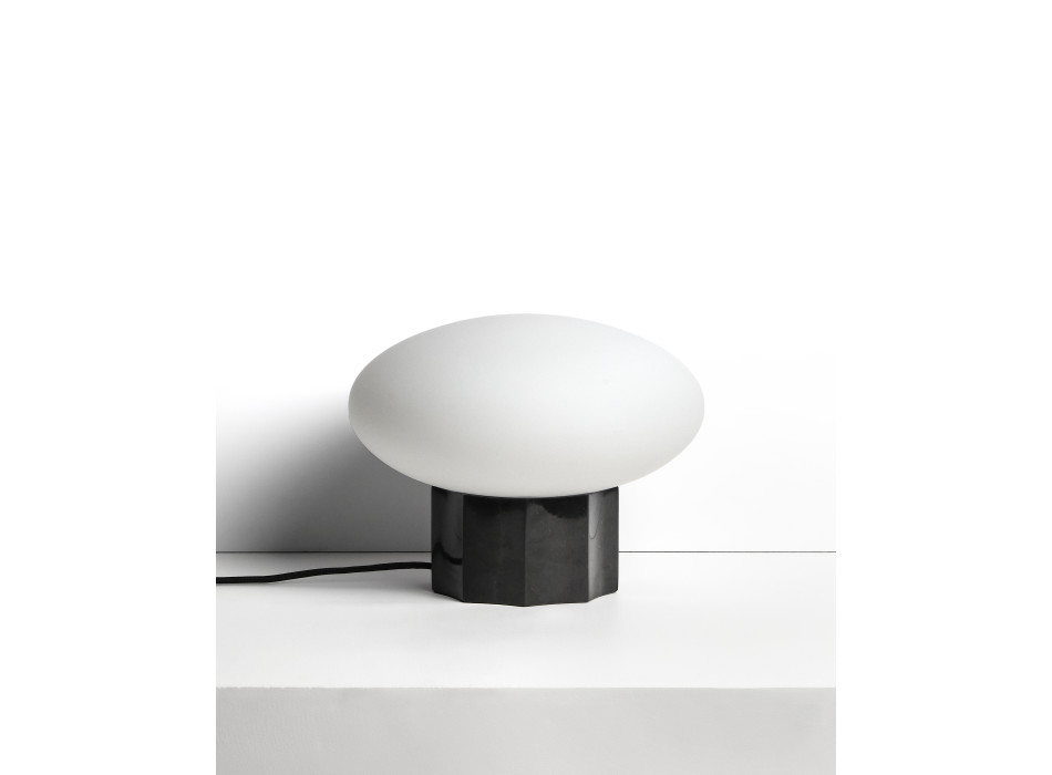 Lámpara de mesa Idela en cristal ahumado y mármol negro Ø 26 cm