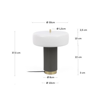 Lámpara de mesa Serenella en metal pintado blanco y verde