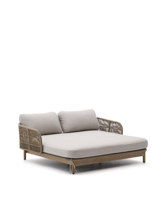Cama doble Catalina en cuerda beige y madera maciza de acacia 100% FSC