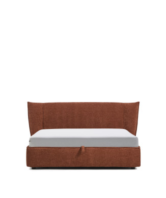 Cama desenfundable Arvian en chenilla color terracota con contenedor abatible para colchón de 160 x 200 cm