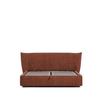 Cama desenfundable Arvian en chenilla color terracota con contenedor abatible para colchón de 180 x 200 cm