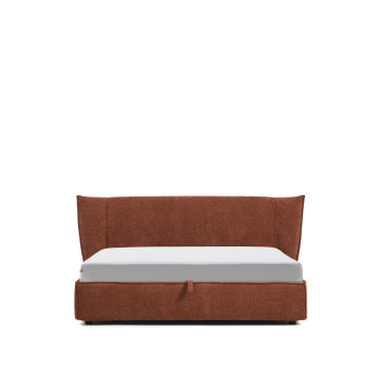 Cama desenfundable Arvian en chenilla color terracota con contenedor abatible para colchón de 180 x 200 cm