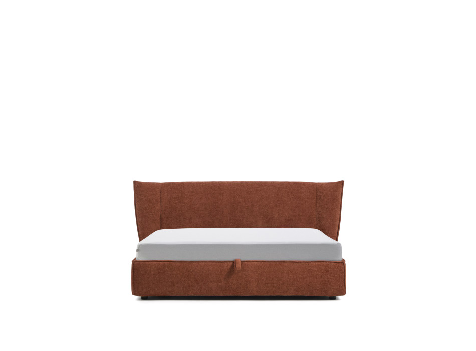 Cama desenfundable Arvian en chenilla color terracota con contenedor abatible para colchón de 180 x 200 cm