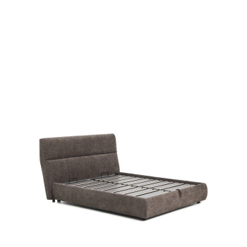 Cama desenfundable Dafra en chenilla marrón oscuro con contenedor abatible para colchón de 160 x 200 cm