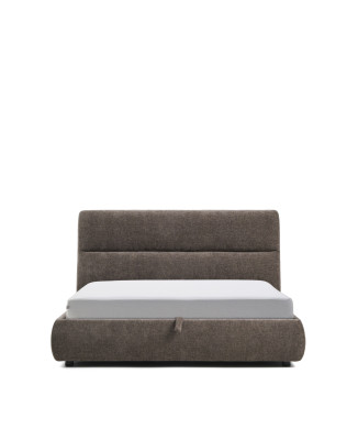 Cama desenfundable Dafra en chenilla marrón oscuro con contenedor abatible para colchón de 160 x 200 cm