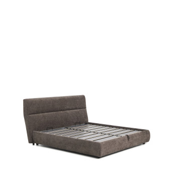 Cama Dafra desenfundable en chenilla marrón oscuro con contenedor abatible para colchón de 180x200 cm