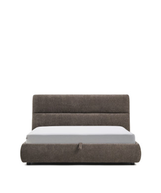 Cama Dafra desenfundable en chenilla marrón oscuro con contenedor abatible para colchón de 180x200 cm