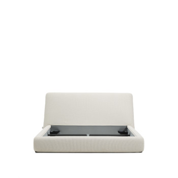 Cama desenfundable Martina en chenilla color crudo para colchones de 160 x 200 cm