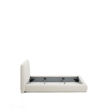 Cama desenfundable Martina en chenilla color crudo para colchones de 160 x 200 cm