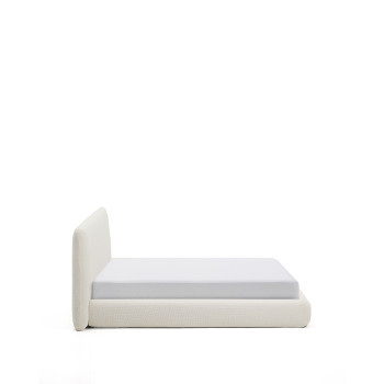 Cama desenfundable Martina en chenilla color crudo para colchones de 180 x 200 cm