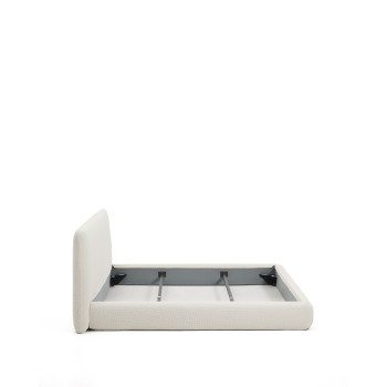 Cama desenfundable Martina en chenilla color crudo para colchones de 180 x 200 cm