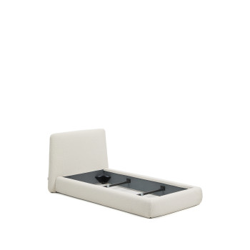 Cama desenfundable Martina en chenilla color crudo para colchones de 90 x 200 cm