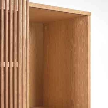 Libreria Beyla in legno massello e impiallacciato rovere 84,5 x 170 cm FSC 100%