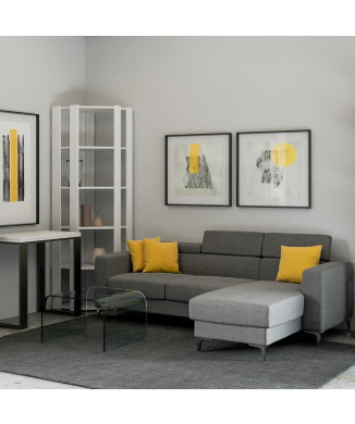 Librería de esquina Kato - Composición de esquina Kato B 6R 4 paneles largos + 2 paneles traseros Fresno blanco