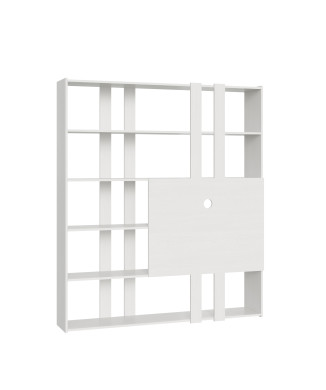 Estantería TV Kato - Composición H Kato 6R 2 lados 2 bandas largas 2 bandas cortas 2 bandas medianas Panel TV Blanco Fresno