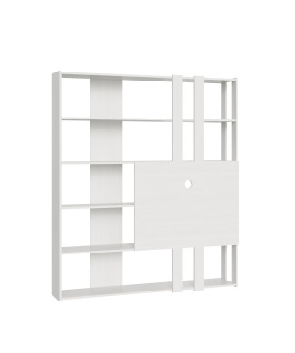 Estantería TV Kato - Composición M Kato 6R 2 lados 2 bandas largas 2 bandas cortas 2 bandas medianas Panel TV Blanco Fresno