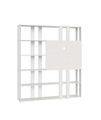 Estantería TV Kato - Composición N Kato 6R 6 tiras largas 2 tiras cortas 2 tiras medianas Panel TV Blanco Fresno