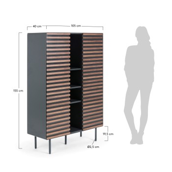 Librería Kesia 105 x 155 cm nogal, MDF grafito mate