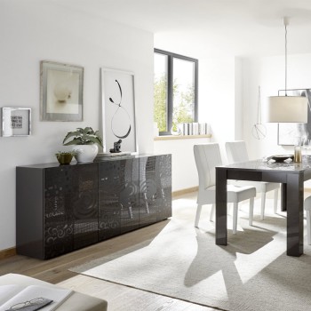 Aparador MIRO de 3 puertas 181x84x43 cm, negro