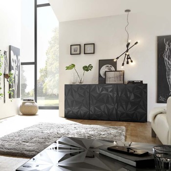 Aparador PRISMA de 3 puertas, color negro