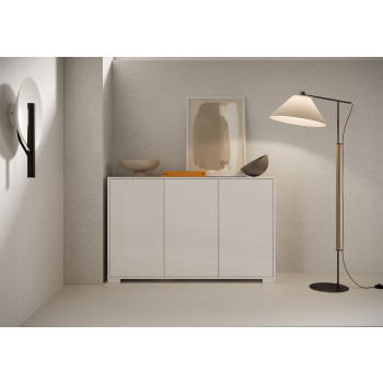 Aparador/Mueble TV/Aparador Alto Lumina Blanco Brillo - Aparador de 3 Puertas 130x40x83 cm Lumina Blanco Brillo