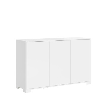 Aparador/Mueble TV/Aparador Alto Lumina Blanco Brillo - Aparador de 3 Puertas 130x40x83 cm Lumina Blanco Brillo