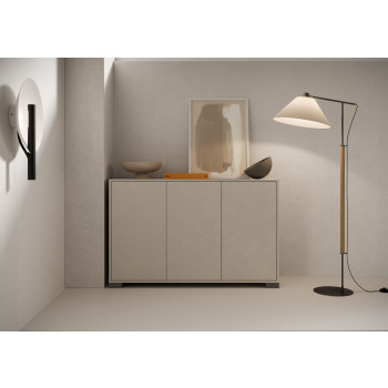 Aparador/Mueble TV/Aparador Alto Lumina Blanco Brillo - Aparador de 3 Puertas 130x40x83 cm Lumina Blanco Brillo