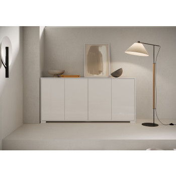 Aparador/Mueble de TV/Aparador Alto Lumina Blanco Brillo - Aparador de 4 Puertas 172x40x83 cm Lumina Blanco Brillo