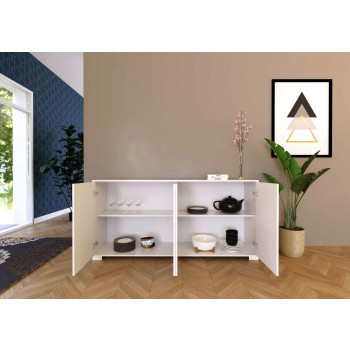 Aparador/Mueble TV/Aparador Alto Lumina Blanco Brillo - Aparador de 4 Puertas 172x40x83 cm Lumina Blanco Brillo