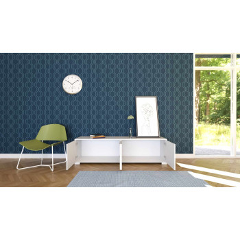 Aparador/Mueble TV/Aparador Alto Lumina Blanco Brillo - Mueble TV 4 Puertas 172x40x48 cm Lumina Blanco Brillo