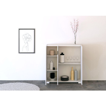 Aparador / Mueble TV / Aparador Alto Riflesso Blanco Brillo - Aparador alto 3 puertas 103x35x110 cm Riflesso blanco brillo