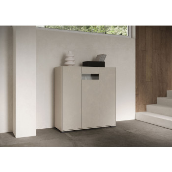 Aparador / Mueble TV / Aparador Alto Riflesso Blanco Brillo - Aparador alto 3 puertas 103x35x110 cm Riflesso blanco brillo