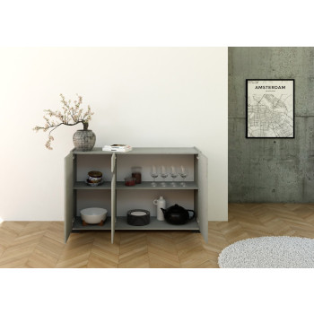 Aparador / Mueble TV / Aparador Alto Riflesso Blanco Brillo - Aparador 3 puertas 130x40x81 cm Riflesso blanco brillo