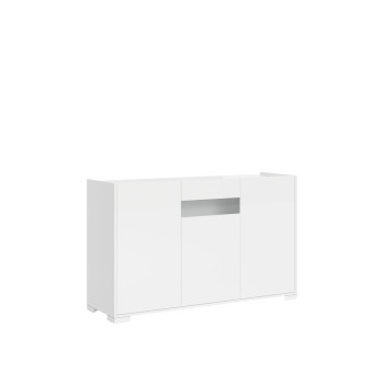 Aparador / Mueble TV / Aparador Alto Riflesso Blanco Brillo - Aparador 3 puertas 130x40x81 cm Riflesso blanco brillo