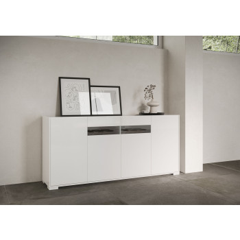Aparador / Mueble TV / Aparador Alto Riflesso Blanco Brillo - Aparador 4 puertas 172x40x81 cm Riflesso blanco brillo