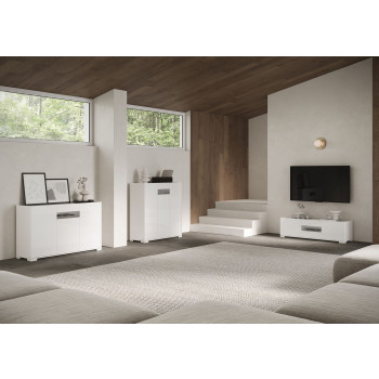 Aparador / Mueble TV / Aparador Alto Riflesso Blanco Brillo - Aparador 4 puertas 172x40x81 cm Riflesso blanco brillo