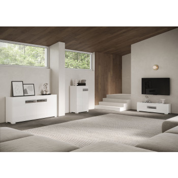 Aparador / Mueble TV / Aparador Alto Riflesso Blanco Brillo - Aparador 4 puertas 172x40x81 cm Riflesso blanco brillo
