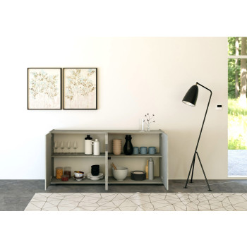 Aparador / Mueble TV / Aparador Alto Riflesso Blanco Brillo - Aparador 4 puertas 172x40x81 cm Riflesso blanco brillo