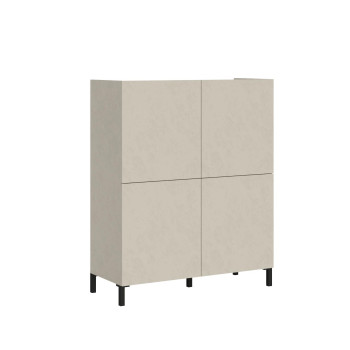 Aparador/Mueble TV/Aparador Alto Solaria Blanco Brillo - Aparador Alto Solaria de 4 Puertas Blanco Brillo 90x35x110 cm