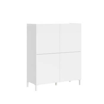 Aparador/Mueble TV/Aparador Alto Solaria Blanco Brillo - Aparador Alto Solaria de 4 Puertas Blanco Brillo 90x35x110 cm