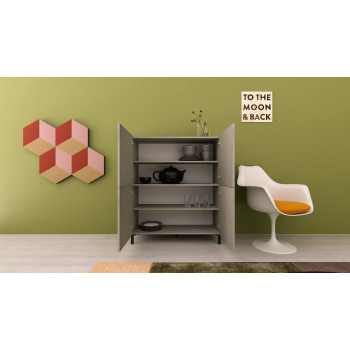 Aparador/Mueble TV/Aparador Alto Solaria Blanco Brillo - Aparador Alto Solaria Blanco Brillo 4 Puertas 90x35x110 cm