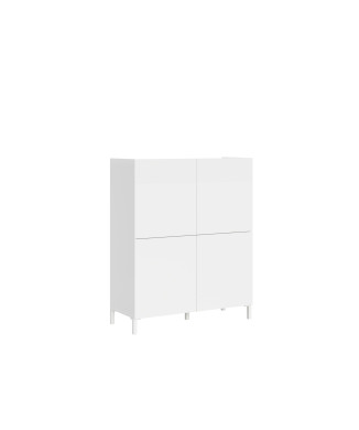Aparador/Mueble TV/Aparador Alto Solaria Blanco Brillo - Aparador Alto Solaria de 4 Puertas Blanco Brillo 90x35x110 cm