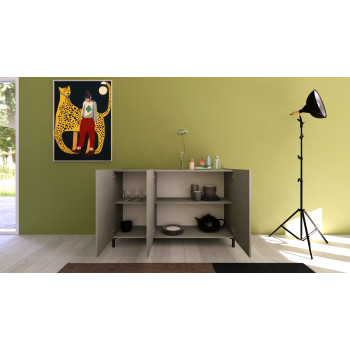 Aparador/Mueble TV/Aparador Alto Solaria Blanco Brillo - Aparador de 3 Puertas 130x40x84 cm Solaria Blanco Brillo