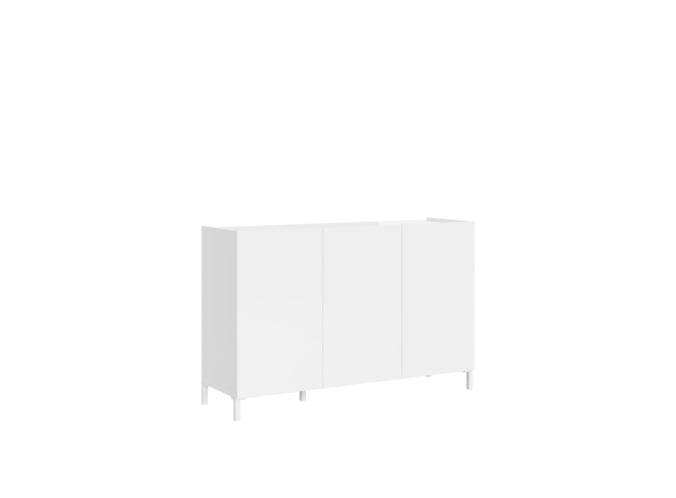 Aparador/Mueble TV/Aparador Alto Solaria Blanco Brillo - Aparador de 3 Puertas 130x40x84 cm Solaria Blanco Brillo
