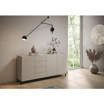 Aparador/Mueble TV/Aparador Alto Solaria Blanco Brillo - Aparador 3 puertas/4 cajones 174x40x84 cm Solaria Blanco Brillo