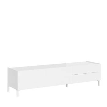 Aparador/Mueble TV/Aparador Alto Solaria Blanco Brillo - Mueble TV 1 Puerta/2 Cajones 160x42x40 cm Solaria Blanco Brillo
