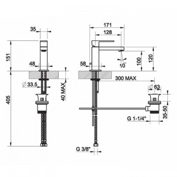 Mezclador monomando de lavabo con desagüe 20001 GESSI