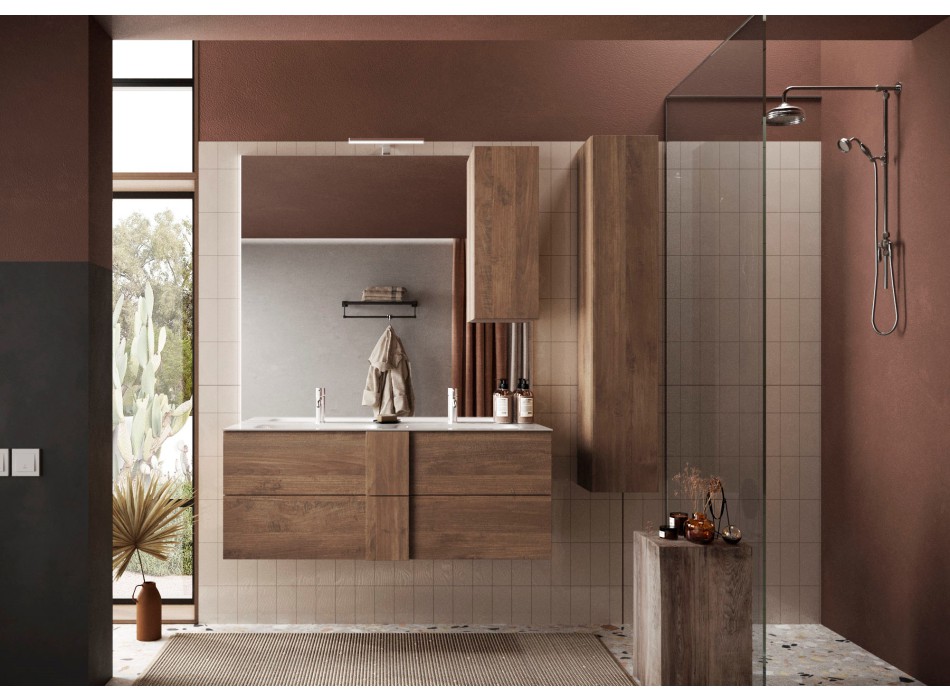 Mueble de baño JUPITER con doble lavabo y 2 o 3 cajones 